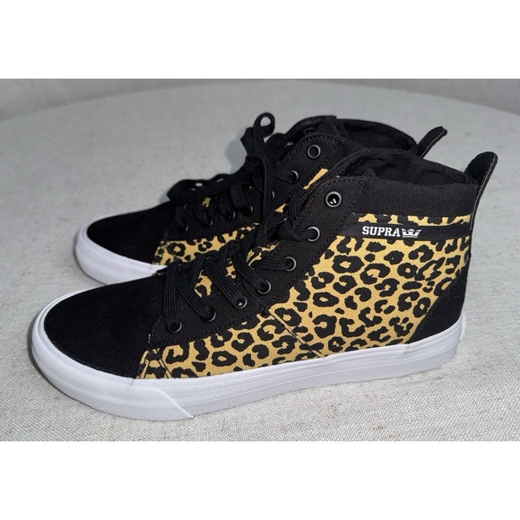 Supra Stacks Mid Black Cheetah Animal Canvas Shoes Men\'s‎ 9 Skate Skateboarding main image 4